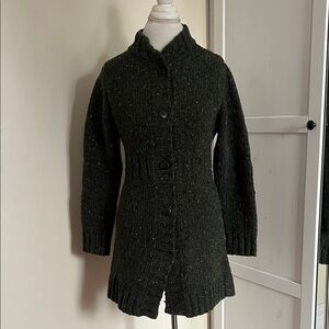 Vintage Carraig Donn Ireland Pure New Wool Tweed Button Front Cardigan Size S